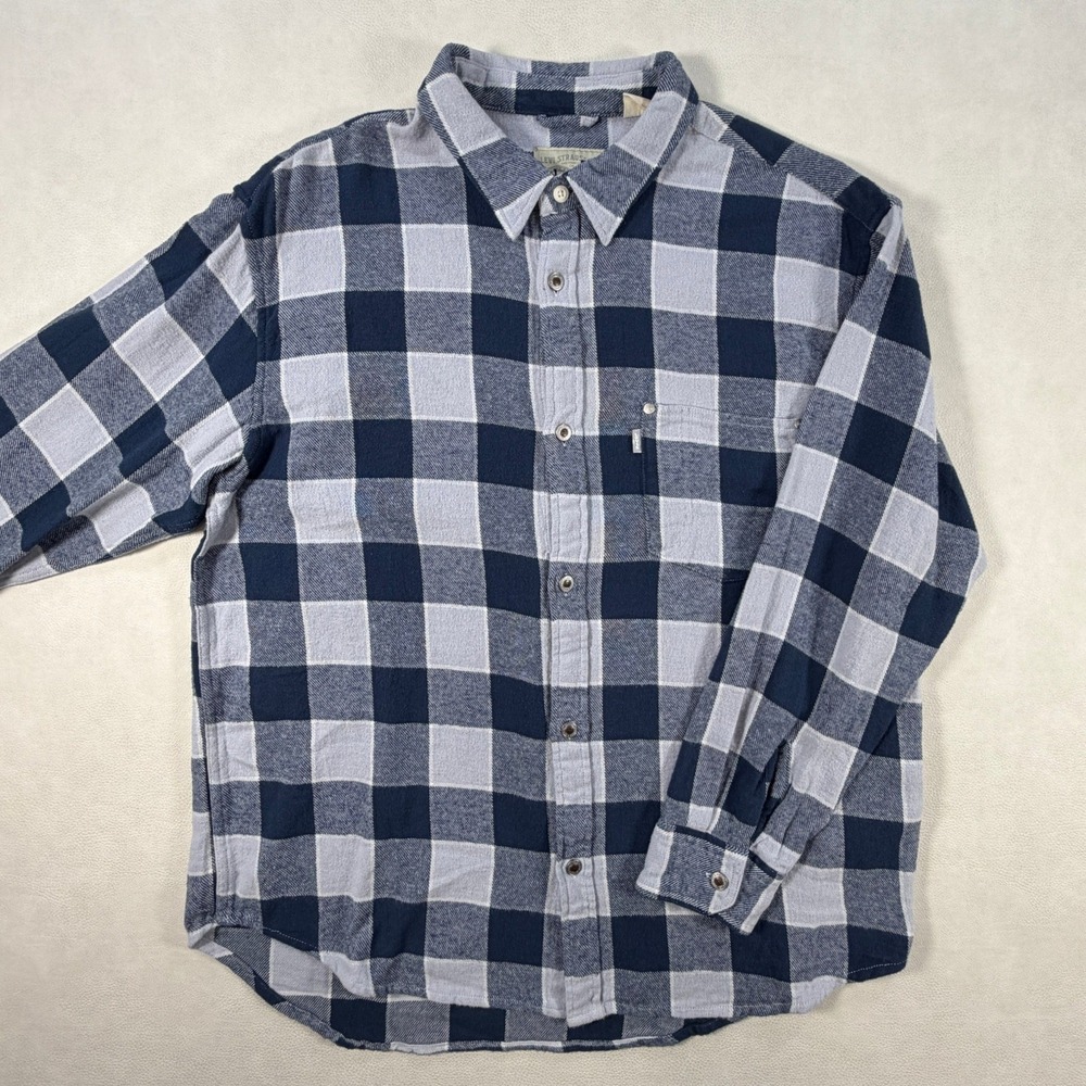 Levis SilverTab Mens Medium Oversized Flannel Shirt Blue Buffalo Check